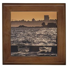 Cityscape Coastal Scene Montevideo Uruguay Framed Tile by dflcprintsclothing