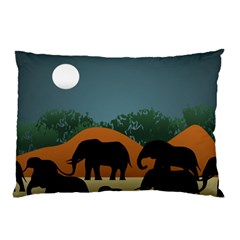 Elephant Family Illustration Pillow Case (two Sides) by dflcprintsclothing