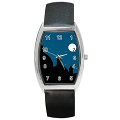 Silhouette Night Scene Cityscape Illustration Barrel Style Metal Watch by dflcprintsclothing