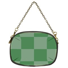 Green Gingham Check Squares Pattern Chain Purse (one Side) by yoursparklingshop