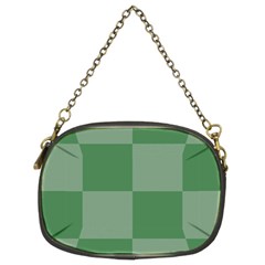 Green Gingham Check Squares Pattern Chain Purse (two Sides) by yoursparklingshop