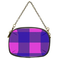 Blue And Pink Buffalo Plaid Check Squares Pattern Chain Purse (one Side) by yoursparklingshop