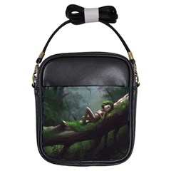 Wooden Child Resting On A Tree From Fonebook Girls Sling Bag by 2853937