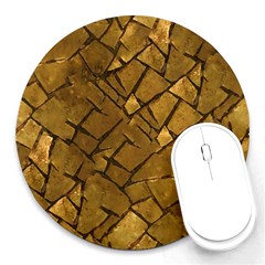 Golden Mosaic Texture Print Round Mousepads by dflcprintsclothing