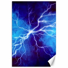 Blue Thunder Lightning At Night, Graphic Art Canvas 24  X 36  by picsaspassion