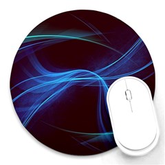 Light Waves In Blue And Green, Graphic Art Round Mousepads by picsaspassion