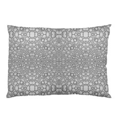 Modern Ornate Geometric Silver Pattern Pillow Case by dflcprintsclothing