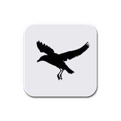 Seagull Flying Silhouette Drawing 2 Rubber Square Coaster (4 Pack)  by dflcprintsclothing