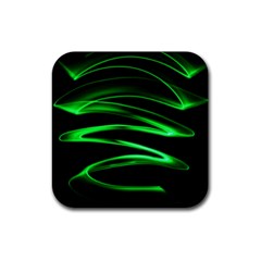 Green Light Painting Zig-zag Rubber Coaster (square)  by Dutashop