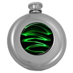 Green Light Painting Zig-zag Round Hip Flask (5 oz) Front