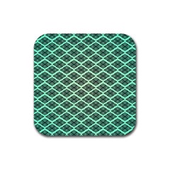 Pattern Texture Geometric Pattern Green Rubber Coaster (square)  by Dutashop