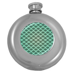 Pattern Texture Geometric Pattern Green Round Hip Flask (5 Oz) by Dutashop