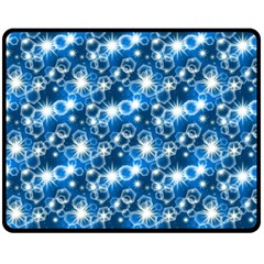 Star Hexagon Deep Blue Light Double Sided Fleece Blanket (medium)  by Dutashop