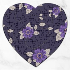 Purple Flowers Jigsaw Puzzle (heart) by goljakoff