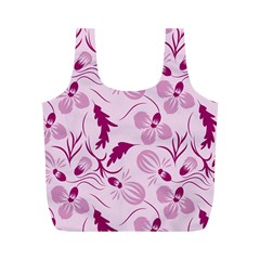 Dark Pink Flowers Full Print Recycle Bag (m) by Eskimos