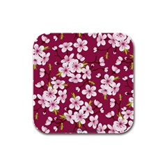 Cherry Blossom Rubber Square Coaster (4 Pack)  by goljakoff