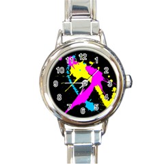 Splatter Splatter Round Italian Charm Watch by ExtraAwesomeSauce