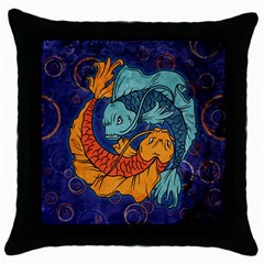 Koi Fish Throw Pillow Case (black) by ExtraAwesomeSauce