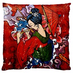 Geisha Geisha Large Flano Cushion Case (two Sides) by ExtraAwesomeSauce