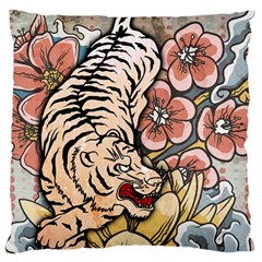 White Tiger Large Flano Cushion Case (two Sides) by ExtraAwesomeSauce