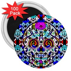 Sugar Skull Pattern 2 3  Magnets (100 Pack) by ExtraAwesomeSauce