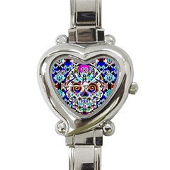 Sugar Skull Pattern 2 Heart Italian Charm Watch by ExtraAwesomeSauce