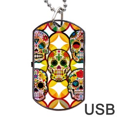 Sugar Skulls Dog Tag Usb Flash (two Sides) by ExtraAwesomeSauce