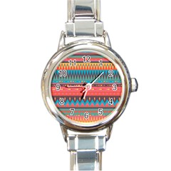 Native American Pattern Round Italian Charm Watch by ExtraAwesomeSauce