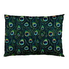 Watercolor Peacock Feather Pattern Pillow Case (two Sides) by ExtraAwesomeSauce