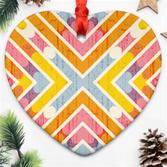 Line Pattern Cross Print Repeat Heart Ornament (two Sides) by Dutashop