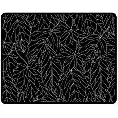 Autumn Leaves Black Double Sided Fleece Blanket (medium)  by Dutashop