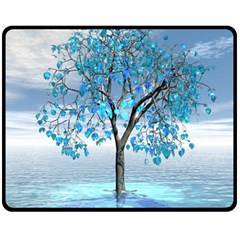 Crystal Blue Tree Fleece Blanket (medium)  by icarusismartdesigns