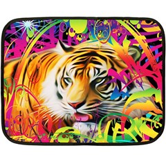 Tiger In The Jungle Fleece Blanket (mini) by icarusismartdesigns