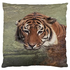 Swimming Tiger Large Flano Cushion Case (two Sides) by ExtraAwesomeSauce