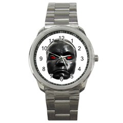 Creepy Black Man Mask Print Sport Metal Watch by dflcprintsclothing