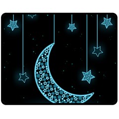 Moon Star Neon Wallpaper Fleece Blanket (medium)  by Dutashop