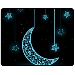 Moon Star Neon Wallpaper Double Sided Fleece Blanket (medium)  by Dutashop