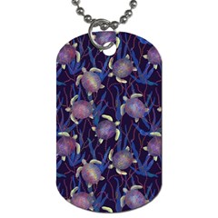 Turtles Swim In The Water Among The Plants Dog Tag (two Sides) by SychEva