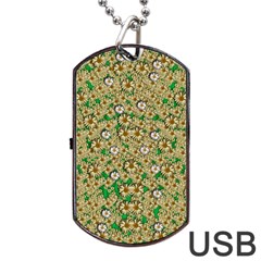 Florals In The Green Season In Perfect  Ornate Calm Harmony Dog Tag Usb Flash (two Sides) by pepitasart