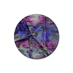 Warp And Weft Rubber Coaster (round)  by kaleidomarblingart