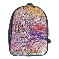 Mixed Media Leaves School Bag (xl) by kaleidomarblingart