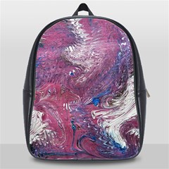 Violet Feathers School Bag (xl) by kaleidomarblingart