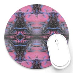 Grey Pink Module  Round Mousepads by kaleidomarblingart