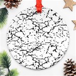 Black And White Grunge Abstract Print Ornament (Round) Front