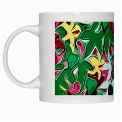 Floral-abstract White Mugs by PollyParadise