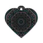 Mandala Vert Noir Pattern Dog Tag Heart (Two Sides) Front