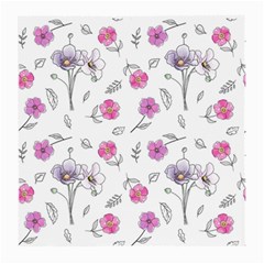 Flowers In One Line Medium Glasses Cloth (2 Sides) by SychEva