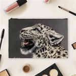 Snowy Leopard Roar  Cosmetic Bag (Large) Front