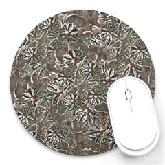 Modern Floral Collage Pattern Design Round Mousepads by dflcprintsclothing