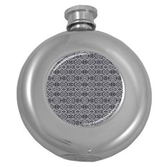 Silver Ornate Decorative Design Pattern Round Hip Flask (5 Oz) by dflcprintsclothing